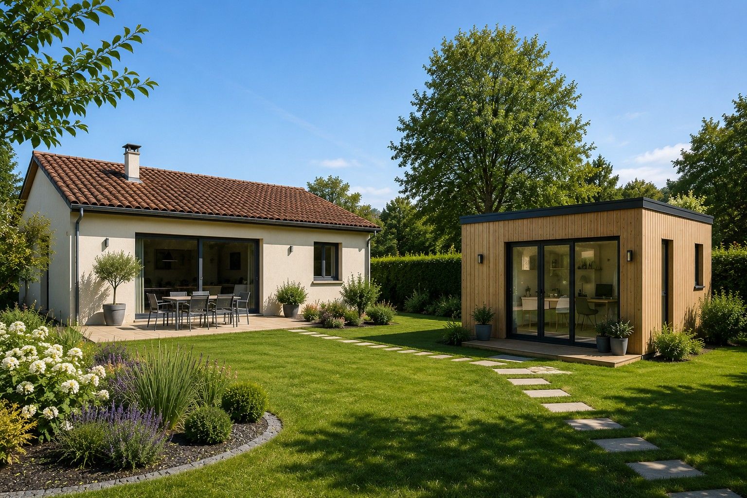 Annexe indépendante dans le jardin d'une maison