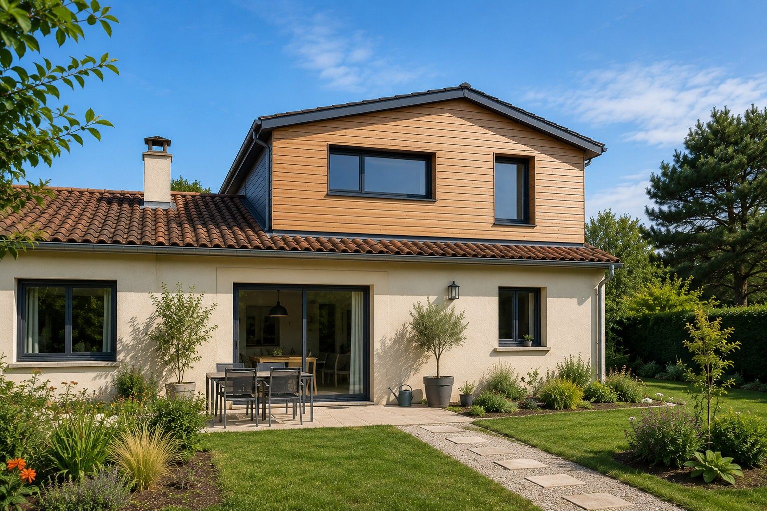 Surélévation de maison avec étage en bois