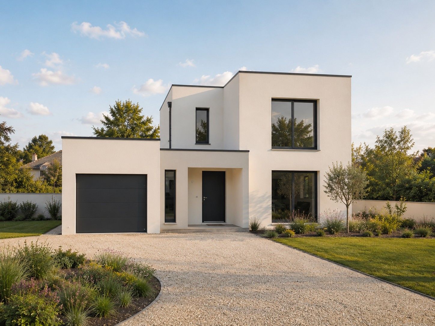 Projet de maison design cubique à étage en Haute-Vienne par Maisons Limousines
