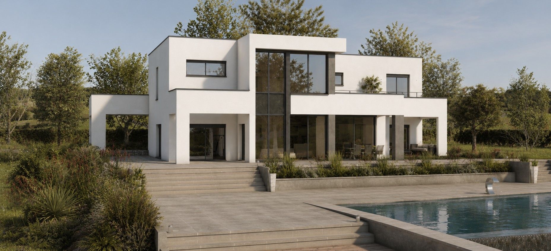 Maison design ultra moderne avec piscine en Haute-Vienne par Maisons Limousines